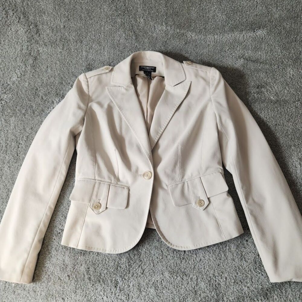 Worthington Womens Size 4 Beige Blazer Stretch Works Separates Jacket